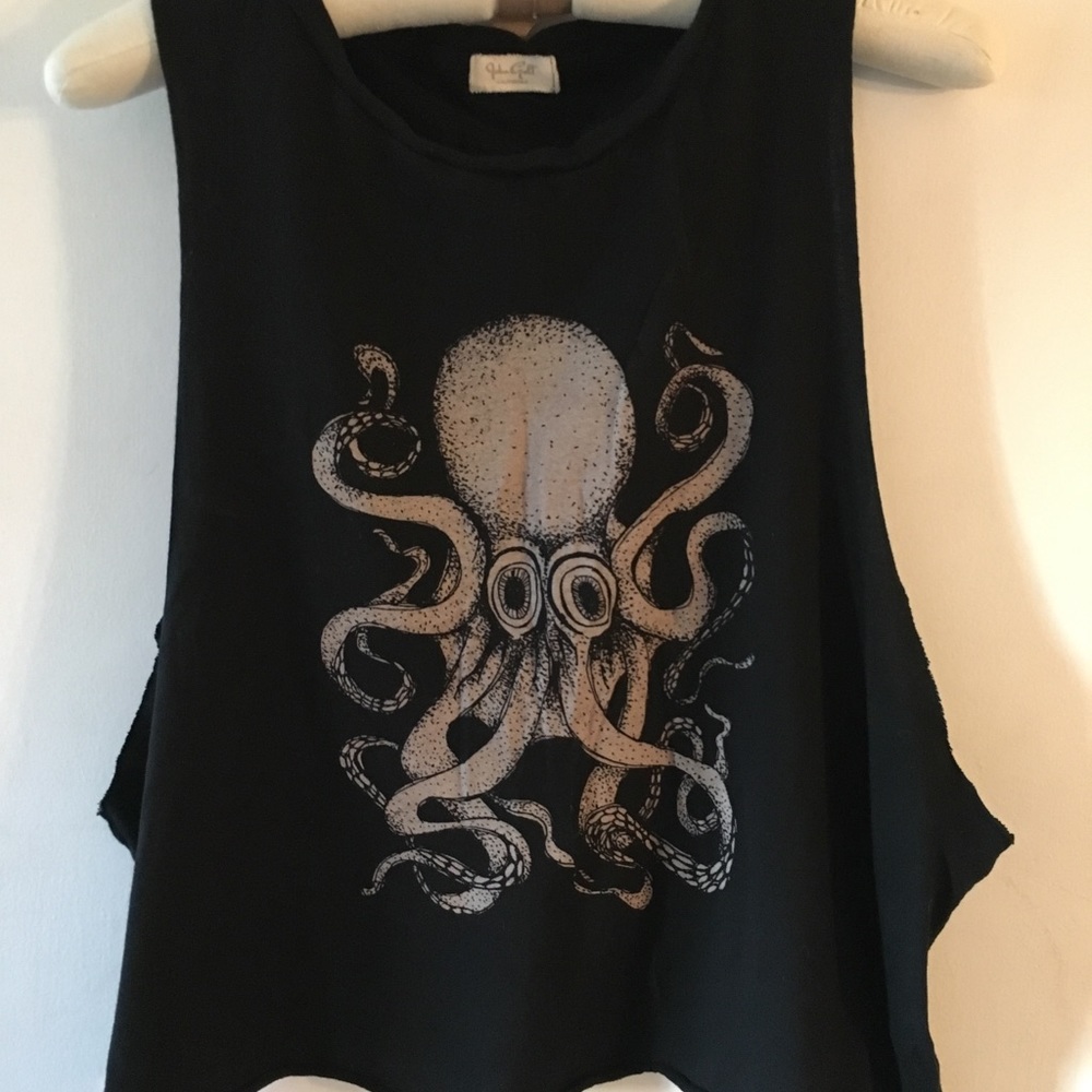 Cut tank top with octopus graphic